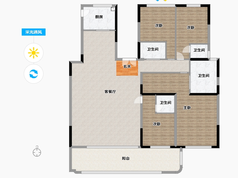 河南省-郑州市-名门樾府-220.32-户型库-采光通风