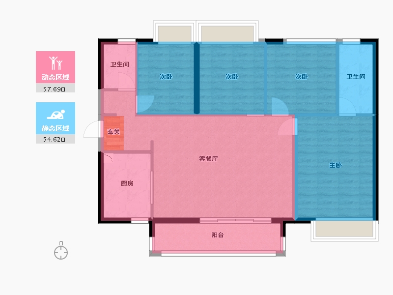 河南省-郑州市-时代领峰（清远）-102.02-户型库-动静分区