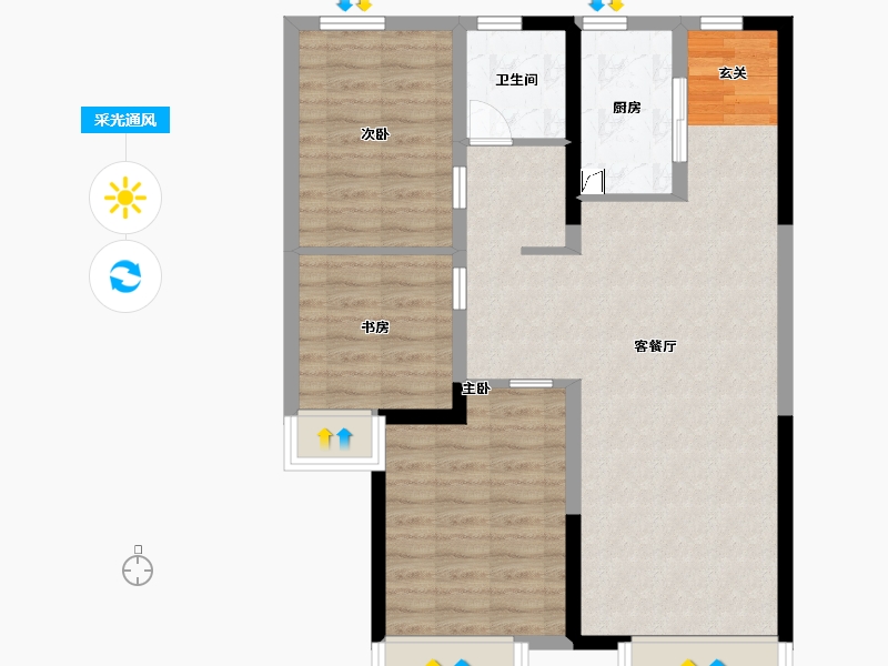 河南省-郑州市-新田・印象中心-80.00-户型库-采光通风