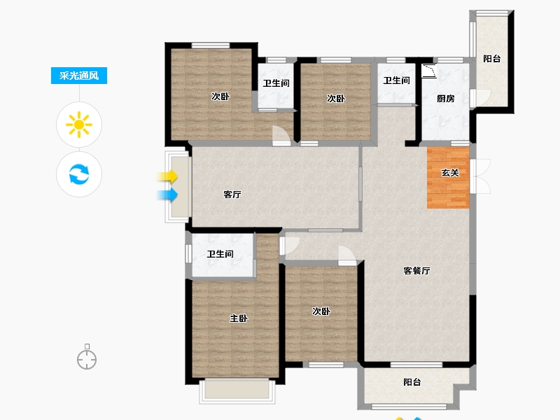 河南省-郑州市-中晟柒号院-153.60-户型库-采光通风