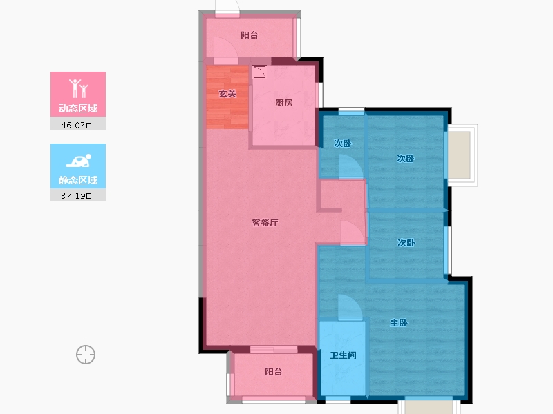 河南省-郑州市-时代领峰（清远）-74.31-户型库-动静分区