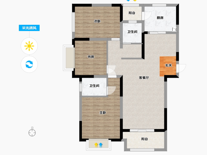 河南省-郑州市-中晟柒号院-102.39-户型库-采光通风