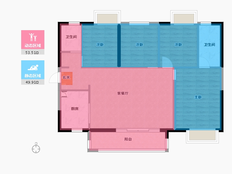 河南省-郑州市-时代领峰（清远）-93.63-户型库-动静分区