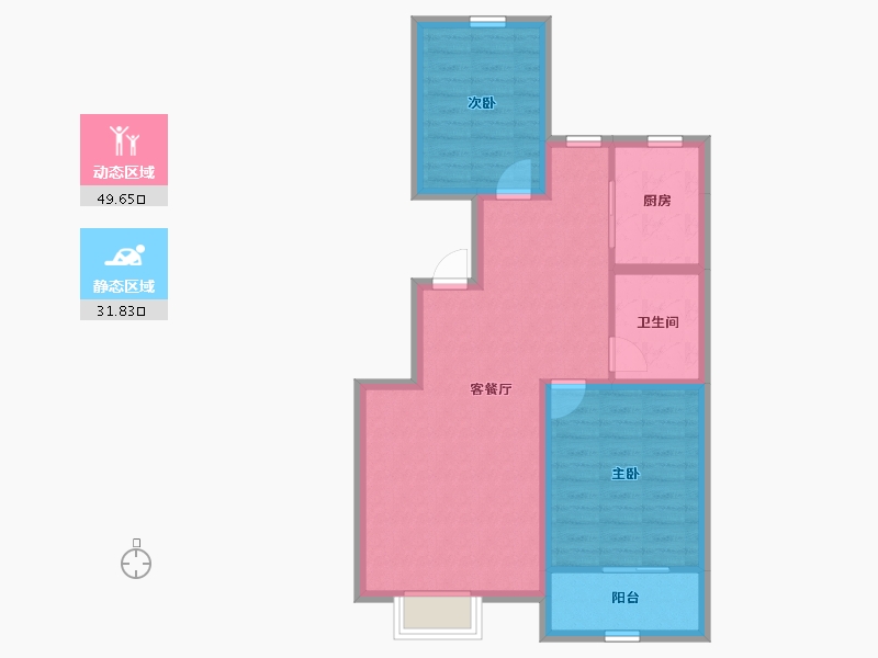 内蒙古自治区-包头市-居然青年城-72.98-户型库-动静分区