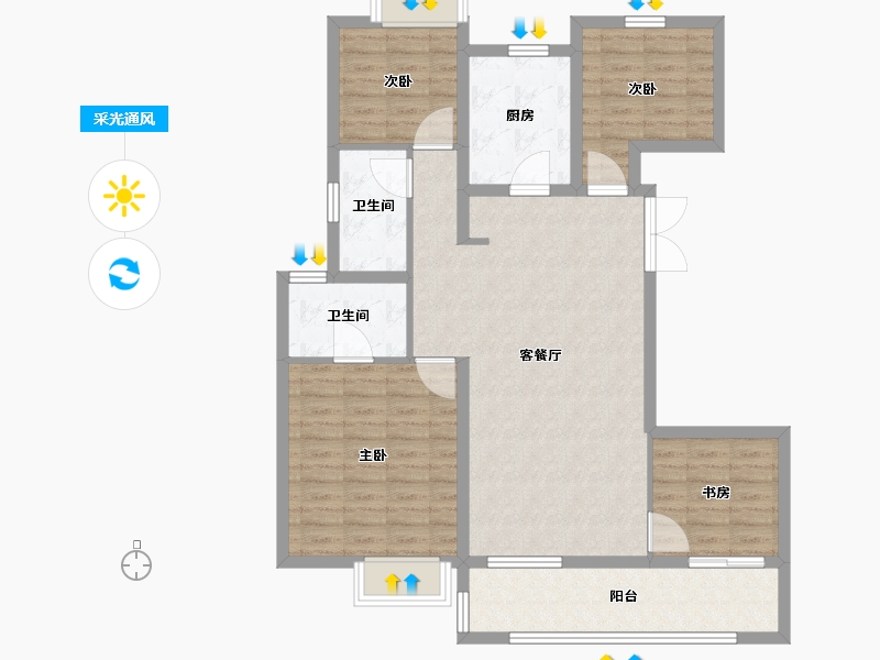 江苏省-无锡市-金科集美壹品-103.20-户型库-采光通风