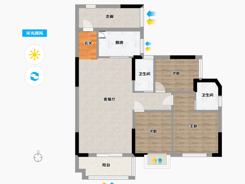 广东省-广州市-仟信广场-83.20-户型库-采光通风