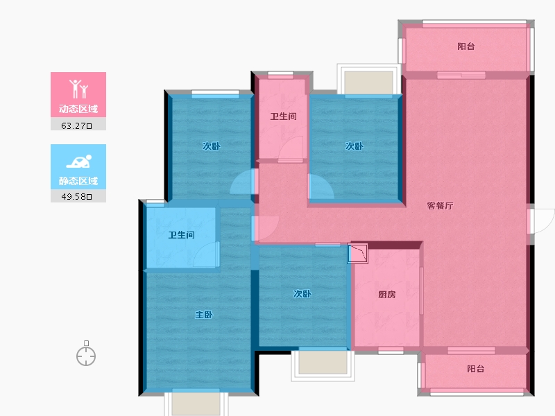 湖南省-湘潭市-美的国宾府-99.81-户型库-动静分区