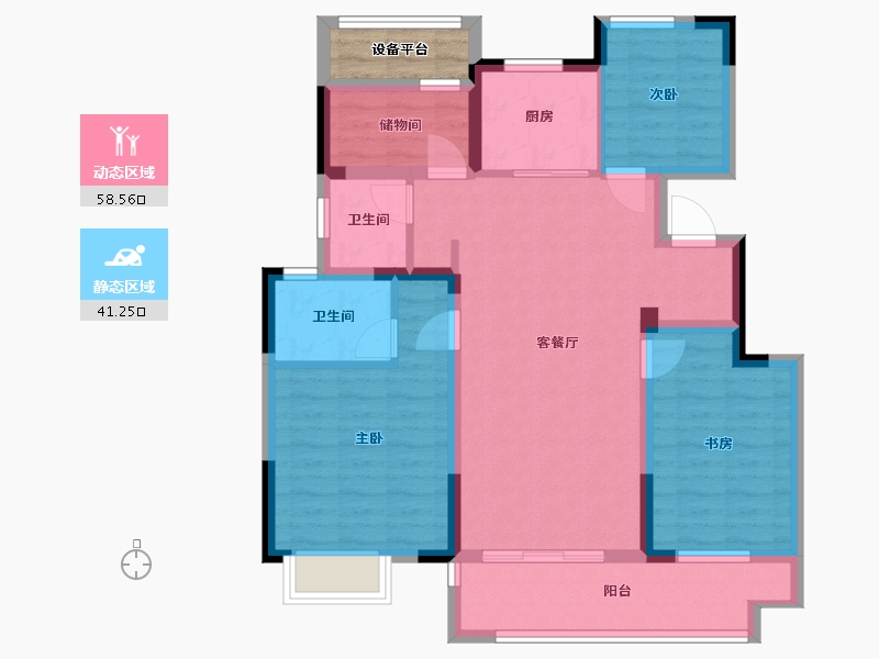 江苏省-南通市-雍锦澜湾-91.23-户型库-动静分区