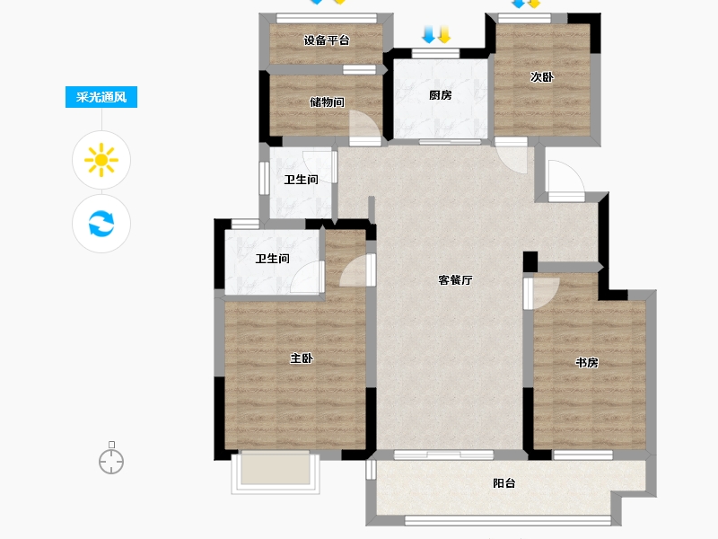 江苏省-南通市-雍锦澜湾-91.23-户型库-采光通风