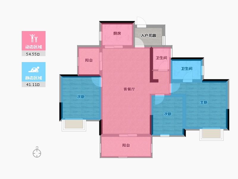 四川省-成都市-蝴蝶洲（青白江）-88.40-户型库-动静分区