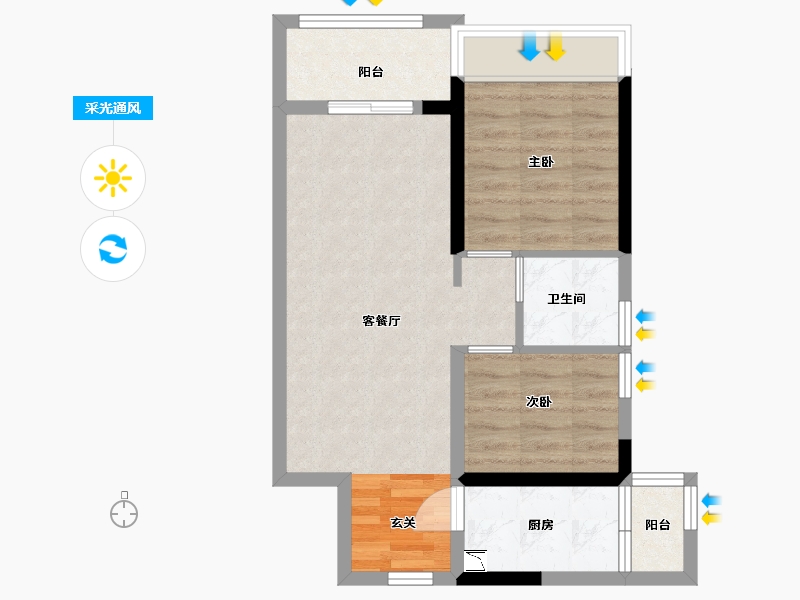 广东省-广州市-纵横揽云-56.80-户型库-采光通风