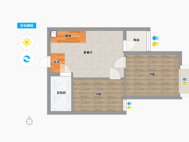 广东省-广州市-名荟公馆-42.39-户型库-采光通风