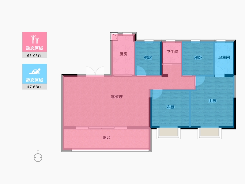 江苏省-无锡市-碧桂园都荟-102.40-户型库-动静分区