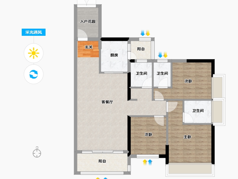 广东省-湛江市-嘉豪城市花园-92.95-户型库-采光通风