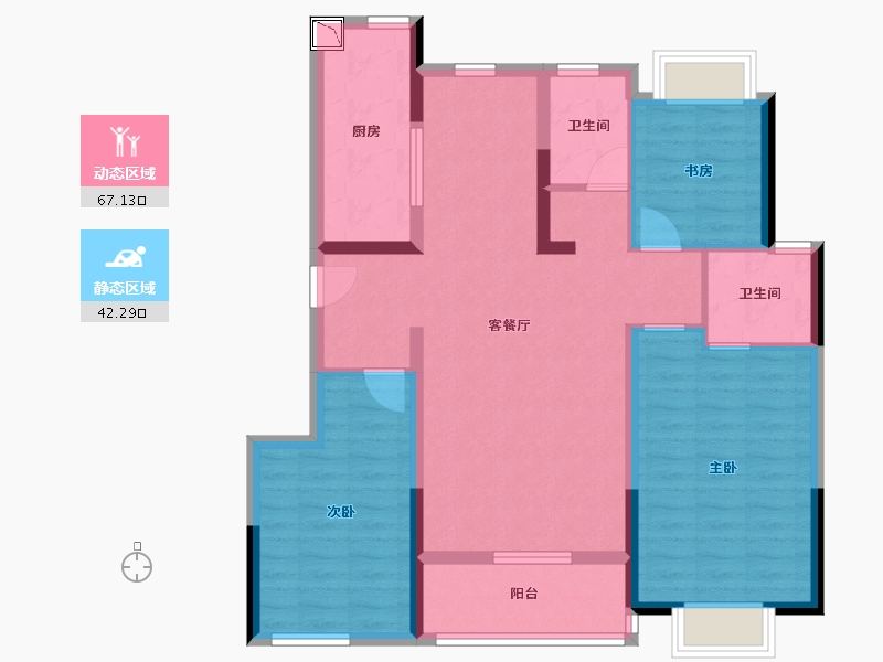 江苏省-无锡市-华君湖湾花园-97.60-户型库-动静分区