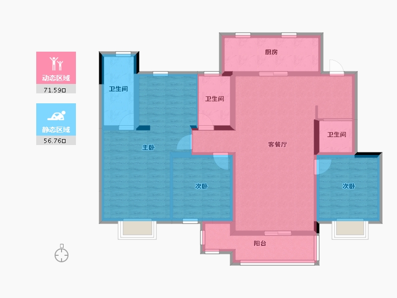 江苏省-无锡市-信义山水嘉庭-114.40-户型库-动静分区