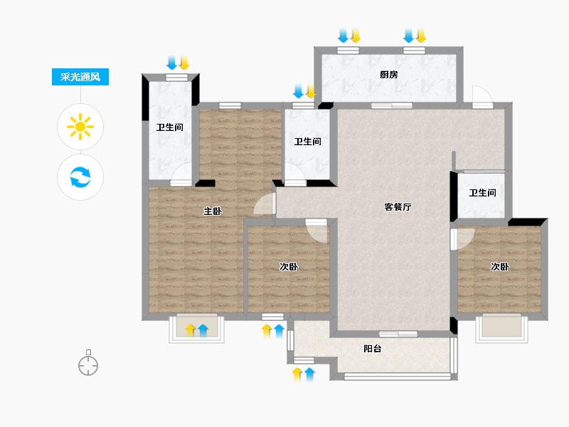 江苏省-无锡市-信义山水嘉庭-114.40-户型库-采光通风