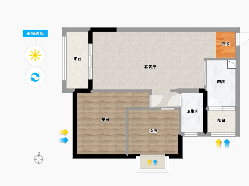 广东省-广州市-纵横揽云-60.80-户型库-采光通风