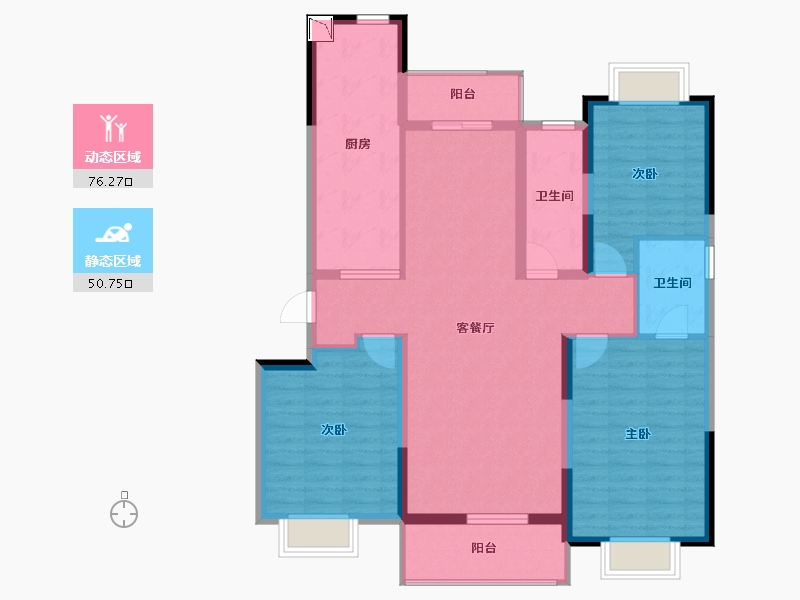 江苏省-无锡市-华君湖湾花园-114.40-户型库-动静分区