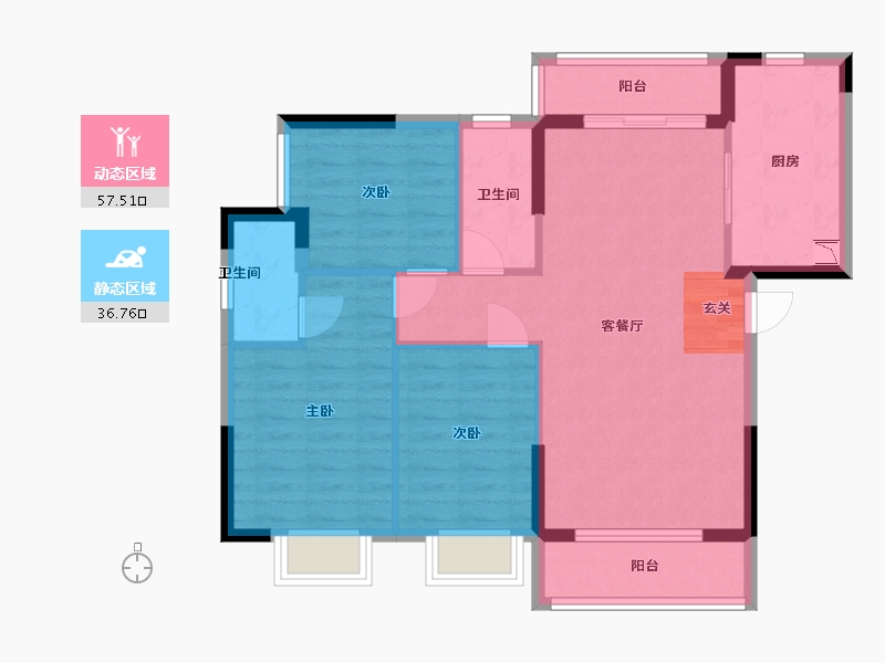 广东省-广州市-仟信广场-84.80-户型库-动静分区