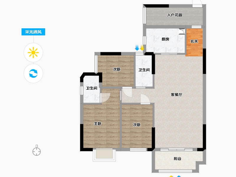 广东省-广州市-仟信广场-90.40-户型库-采光通风