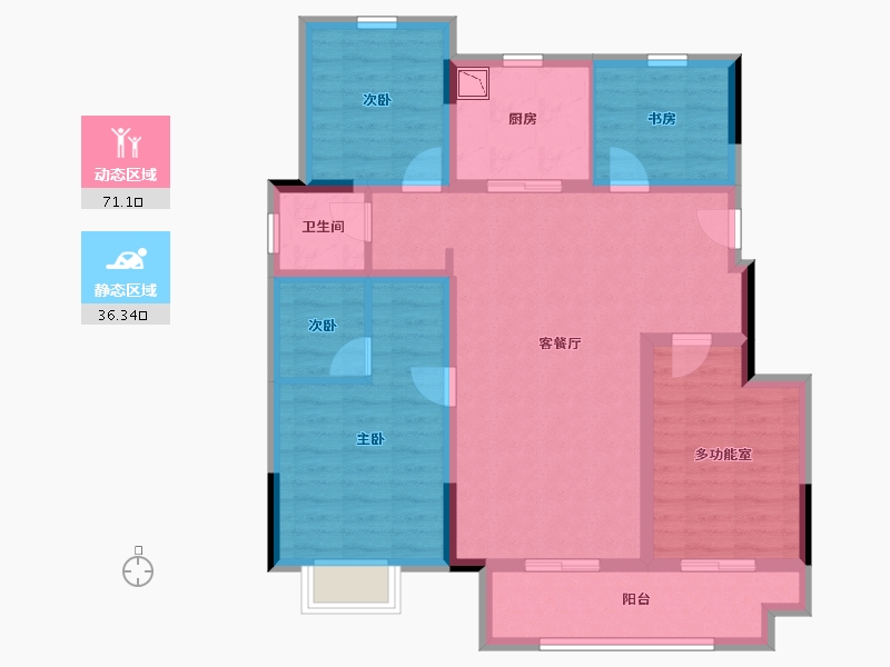 安徽省-阜阳市-新滨湖孔雀城-95.21-户型库-动静分区