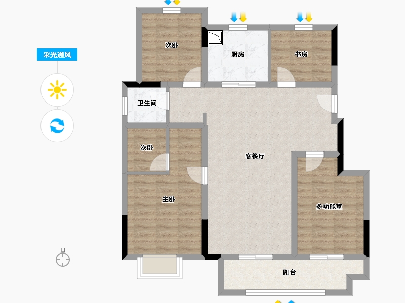 安徽省-阜阳市-新滨湖孔雀城-95.21-户型库-采光通风