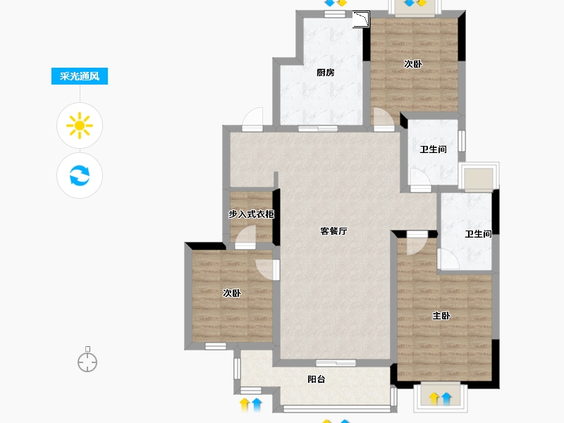 江苏省-无锡市-信义山水嘉庭-102.40-户型库-采光通风