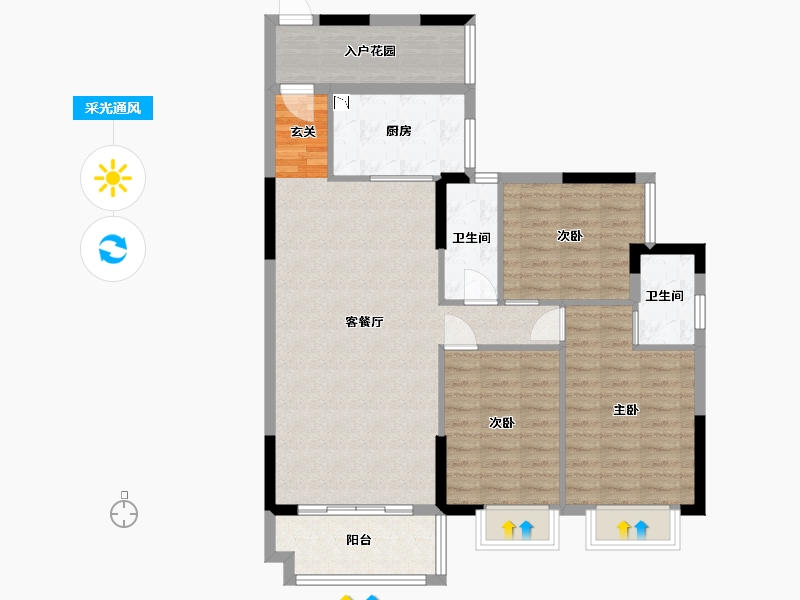 广东省-广州市-仟信广场-94.39-户型库-采光通风