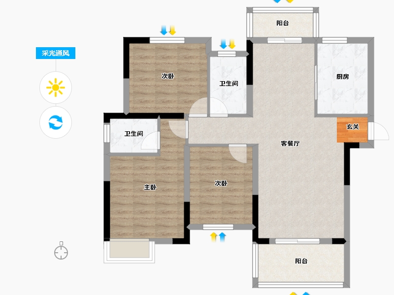 湖北省-孝感市-高新时代广场-92.11-户型库-采光通风