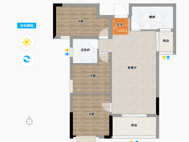 湖北省-孝感市-高新时代广场-77.40-户型库-采光通风