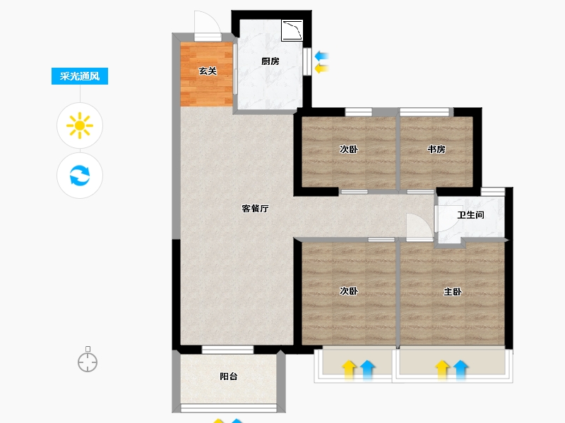 河南省-郑州市-建海当代公园阅MOMΛ-71.20-户型库-采光通风