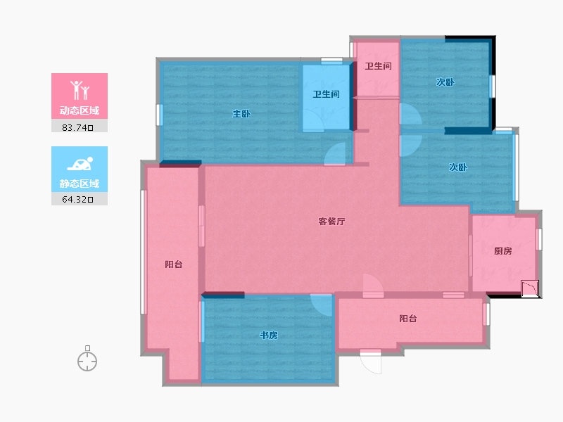 浙江省-金华市-禹山首座-134.46-户型库-动静分区