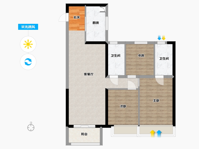 河南省-郑州市-建海当代公园阅MOMΛ-84.00-户型库-采光通风