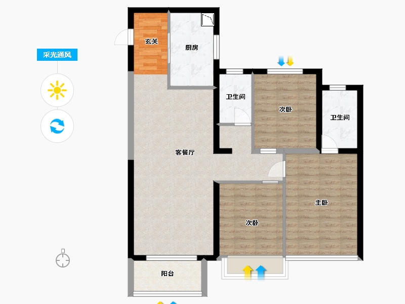 河南省-郑州市-建海当代公园阅MOMΛ-92.00-户型库-采光通风