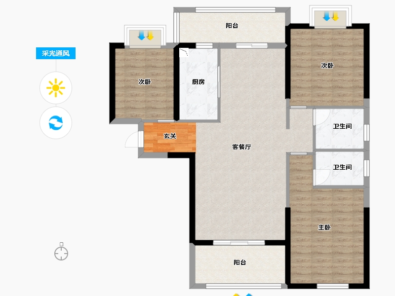 福建省-厦门市-嘉和豪庭-108.00-户型库-采光通风