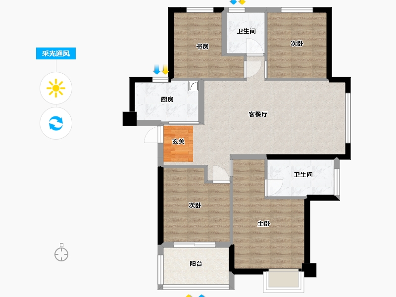 福建省-厦门市-保利・和光城悦-88.00-户型库-采光通风