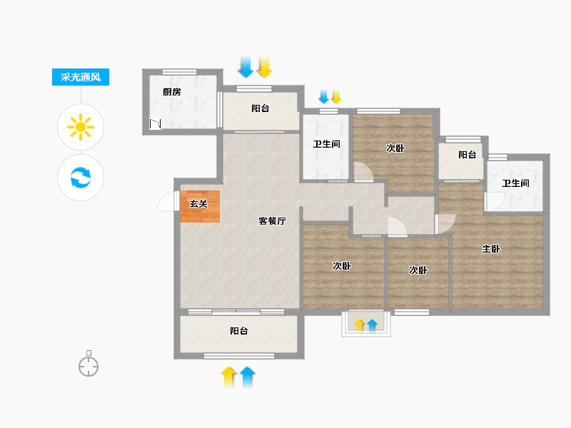 福建省-厦门市-国贸天成一二期-111.20-户型库-采光通风