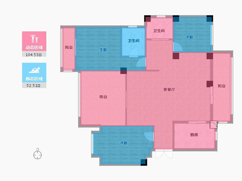 浙江省-宁波市-环球东方港城-143.33-户型库-动静分区