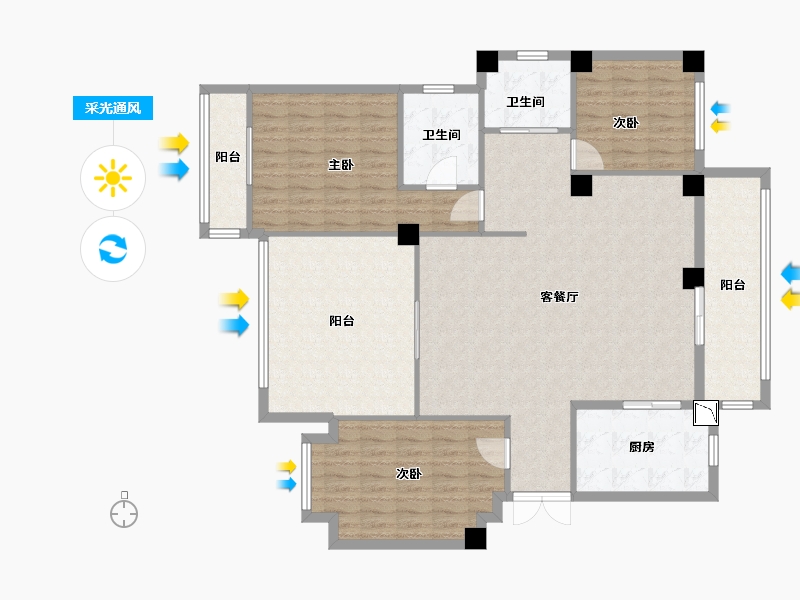 浙江省-宁波市-环球东方港城-143.33-户型库-采光通风