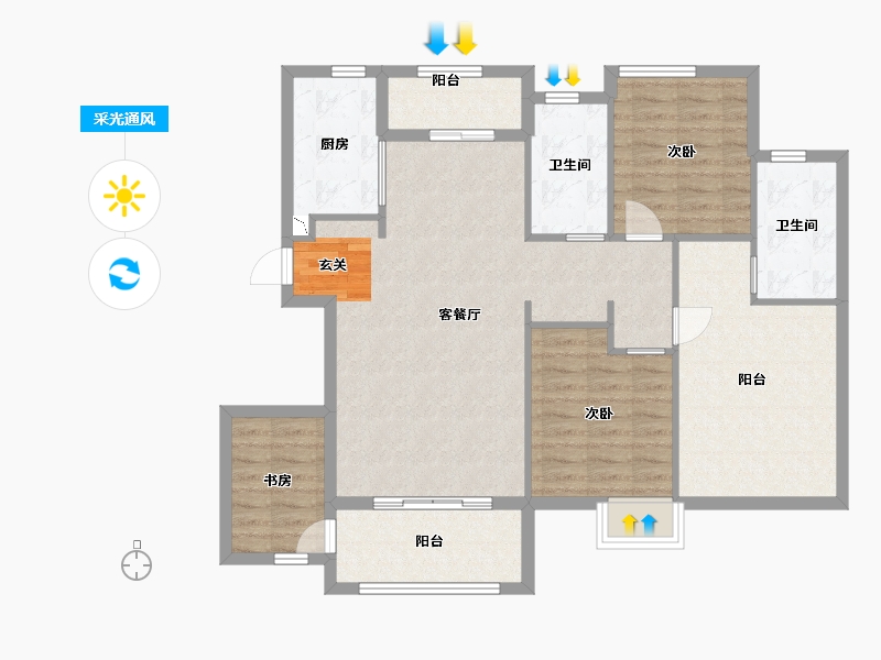 福建省-厦门市-国贸天成一二期-103.20-户型库-采光通风