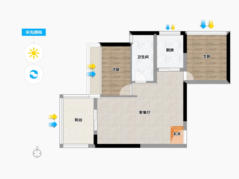 广东省-湛江市-凯旋名居-58.71-户型库-采光通风