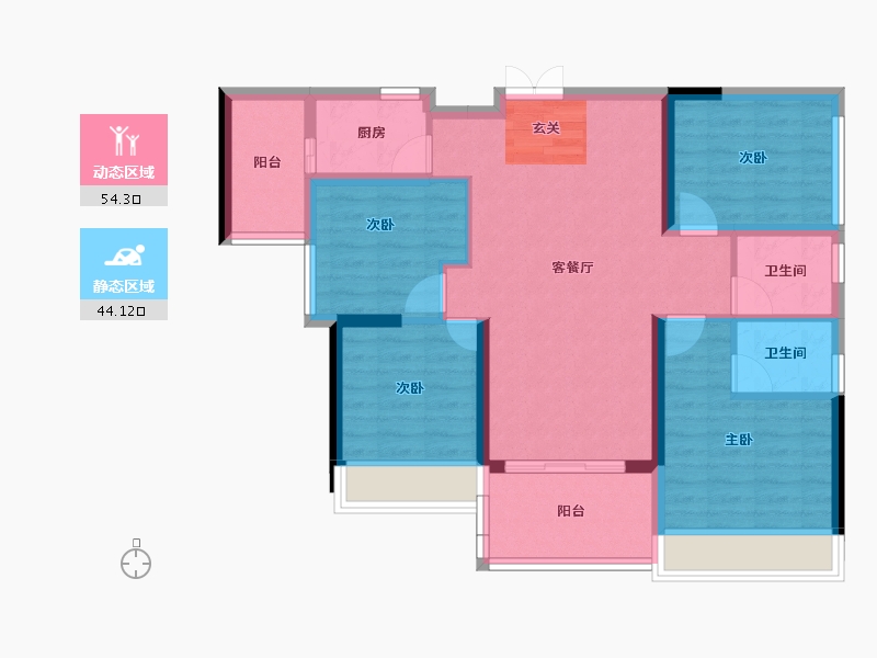 广东省-湛江市-凯旋名居-87.47-户型库-动静分区