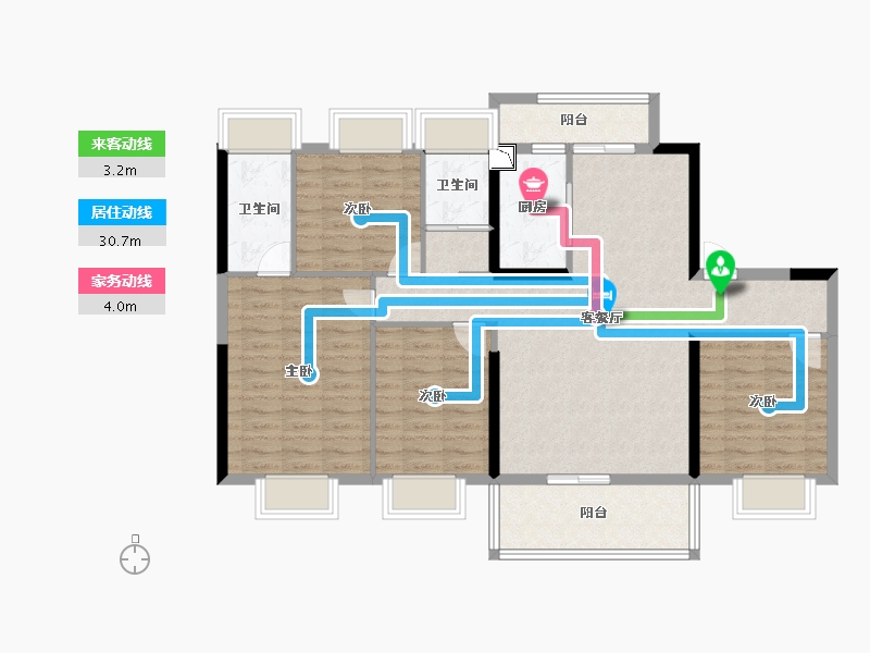 福建省-漳州市-碧桂园御江府-106.40-户型库-动静线