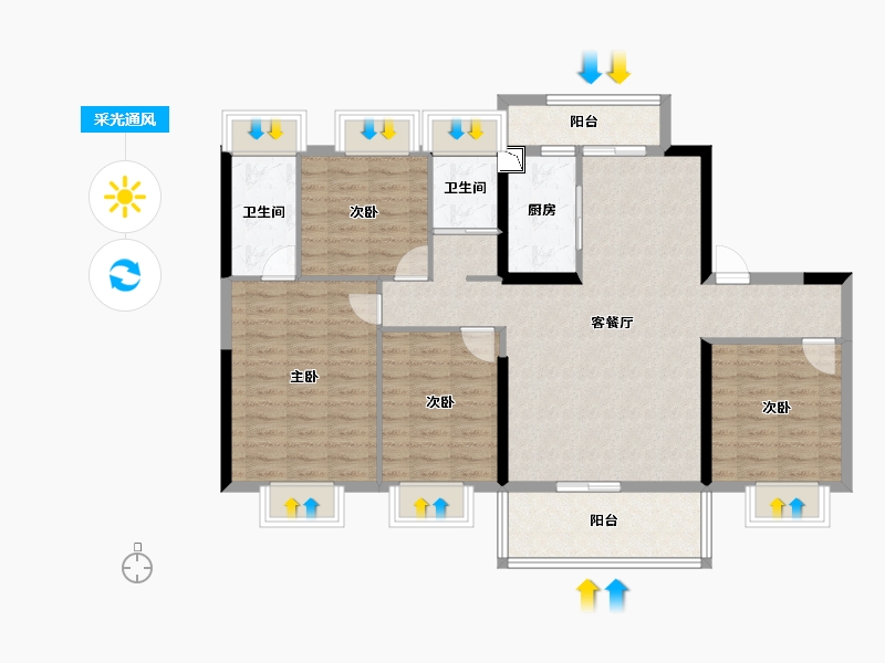 福建省-漳州市-碧桂园御江府-106.40-户型库-采光通风