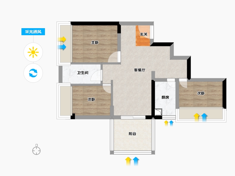 广东省-湛江市-凯旋名居-54.45-户型库-采光通风