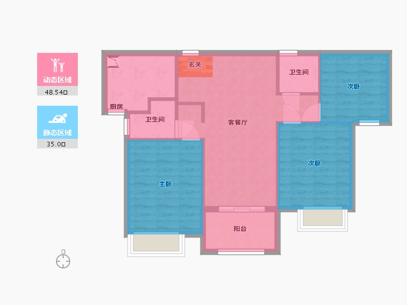 福建省-厦门市-国贸天成一二期-75.23-户型库-动静分区