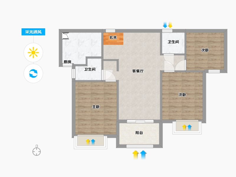 福建省-厦门市-国贸天成一二期-75.23-户型库-采光通风