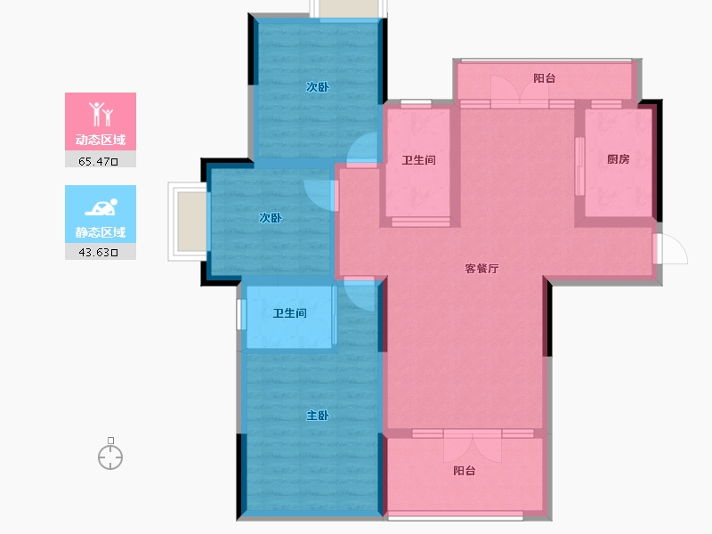 湖北省-襄阳市-山河世家-96.89-户型库-动静分区