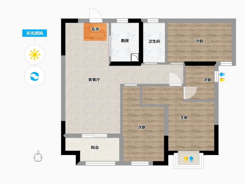 福建省-厦门市-融侨观澜-71.20-户型库-采光通风